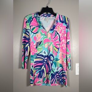 Lilly Pulitzer Vero Tunic Top Multi Exotic Garden Size XS
